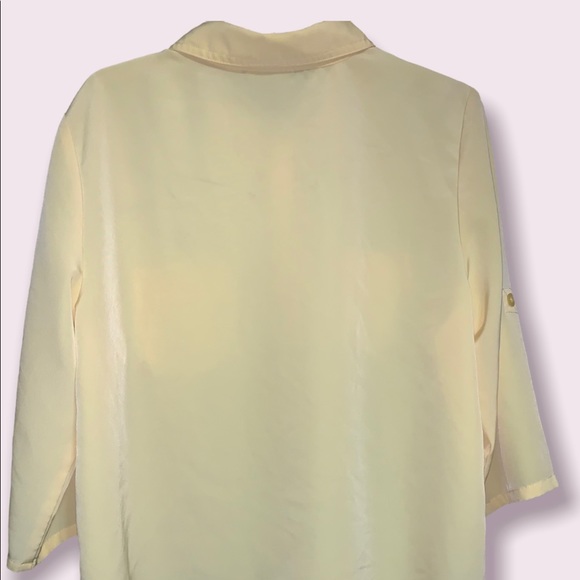 Bright yellow Susan Graver button down blouse (size L) - Picture 3 of 11